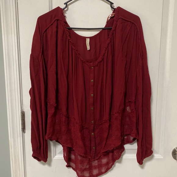 Free people red gauze blouse size M - Picture 1 of 3